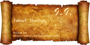 Imhof Ibolya névjegykártya
